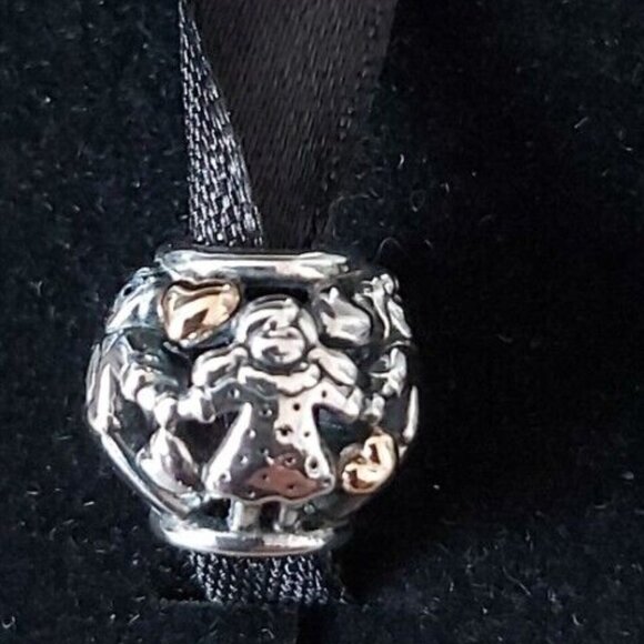 Auth Pandora *RETIRED* Sterling Silver and 14K Gold Family Forever Charm 791040 - Picture 1 of 12